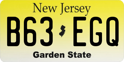 NJ license plate B63EGQ