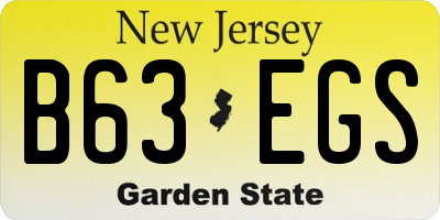 NJ license plate B63EGS