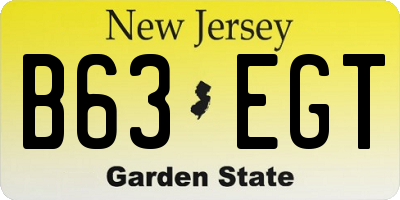 NJ license plate B63EGT