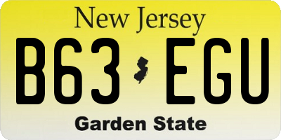 NJ license plate B63EGU