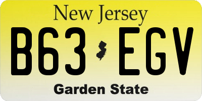 NJ license plate B63EGV
