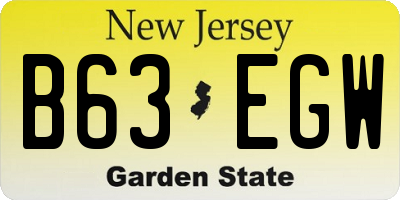 NJ license plate B63EGW