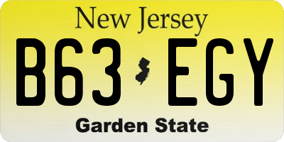 NJ license plate B63EGY