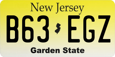 NJ license plate B63EGZ