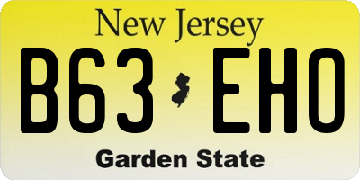 NJ license plate B63EHO