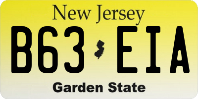 NJ license plate B63EIA