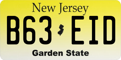 NJ license plate B63EID
