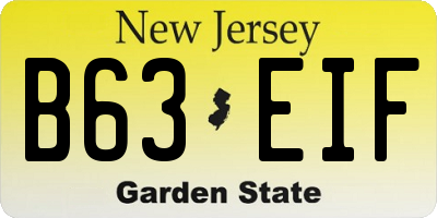 NJ license plate B63EIF