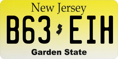 NJ license plate B63EIH