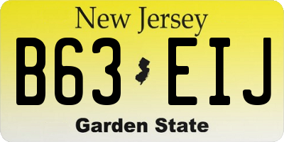 NJ license plate B63EIJ