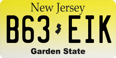 NJ license plate B63EIK