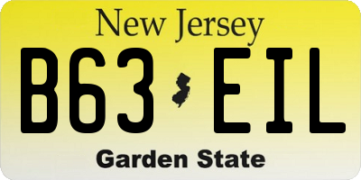 NJ license plate B63EIL