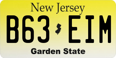 NJ license plate B63EIM