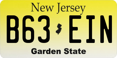 NJ license plate B63EIN