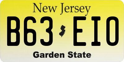 NJ license plate B63EIO