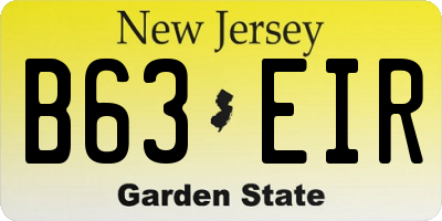 NJ license plate B63EIR