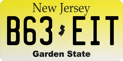 NJ license plate B63EIT