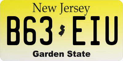 NJ license plate B63EIU