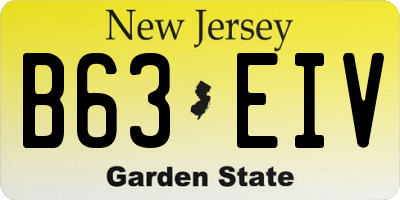 NJ license plate B63EIV