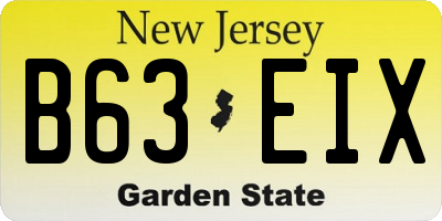 NJ license plate B63EIX