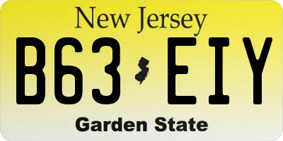 NJ license plate B63EIY