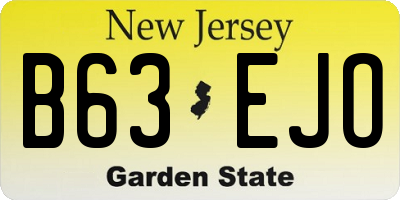 NJ license plate B63EJO