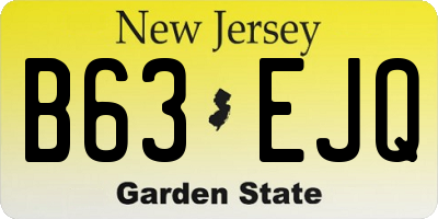 NJ license plate B63EJQ