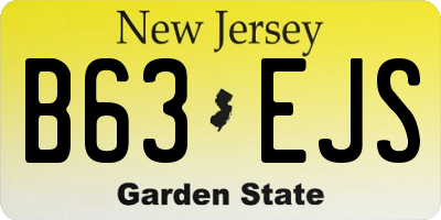 NJ license plate B63EJS