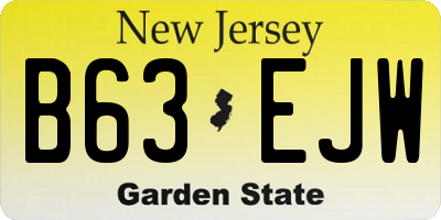 NJ license plate B63EJW
