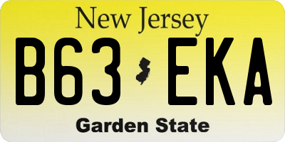 NJ license plate B63EKA