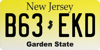 NJ license plate B63EKD