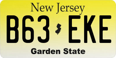 NJ license plate B63EKE