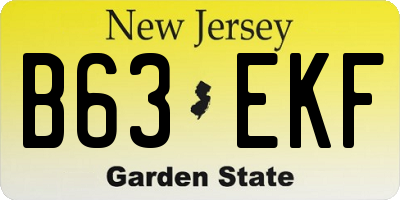 NJ license plate B63EKF