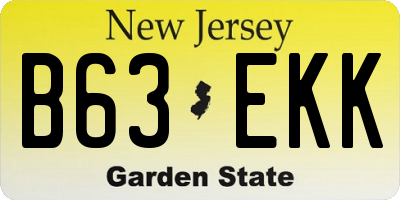 NJ license plate B63EKK