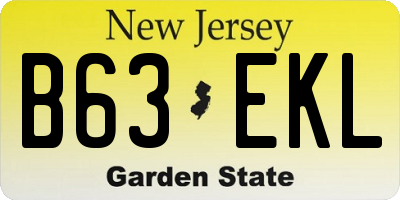 NJ license plate B63EKL