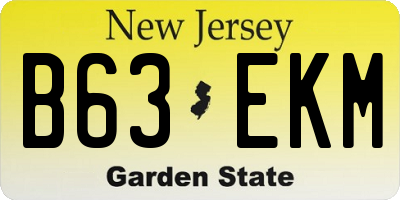 NJ license plate B63EKM