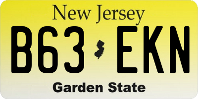 NJ license plate B63EKN