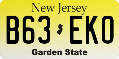 NJ license plate B63EKO