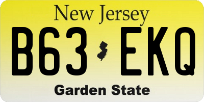 NJ license plate B63EKQ