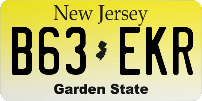 NJ license plate B63EKR