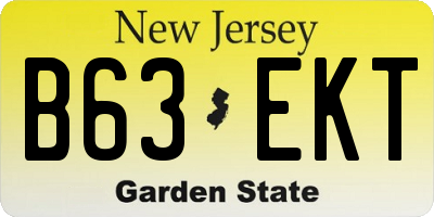 NJ license plate B63EKT