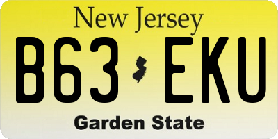 NJ license plate B63EKU