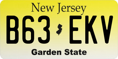 NJ license plate B63EKV