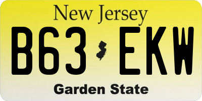 NJ license plate B63EKW