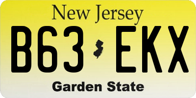 NJ license plate B63EKX