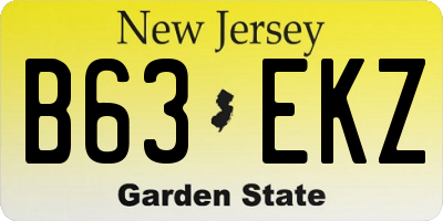 NJ license plate B63EKZ