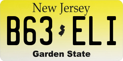 NJ license plate B63ELI