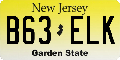 NJ license plate B63ELK