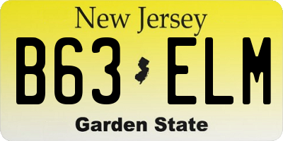 NJ license plate B63ELM
