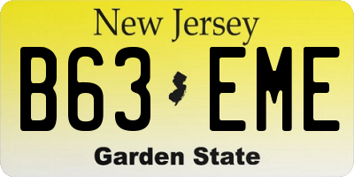 NJ license plate B63EME